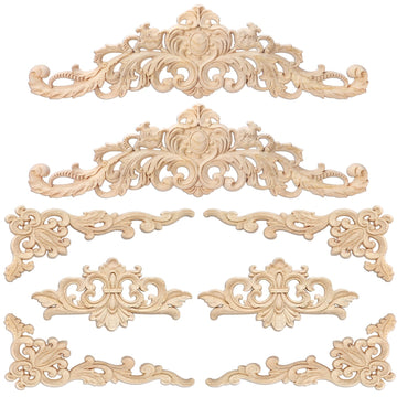 8 Pcs Wood Appliques and Onlays, Delicate Style, Large Size