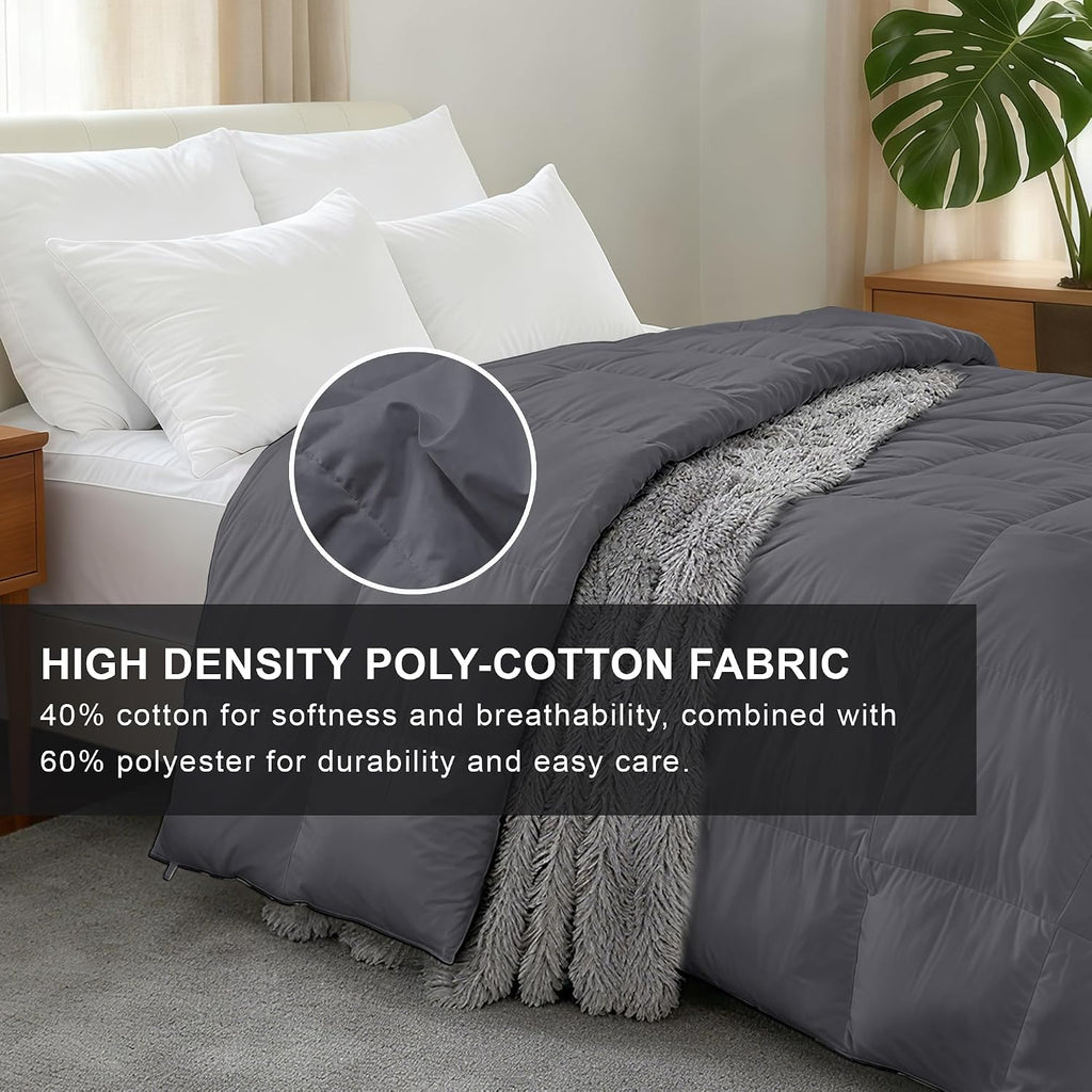 Grey Queen Duvet Insert, Goose Feather Down Fiber Comforter