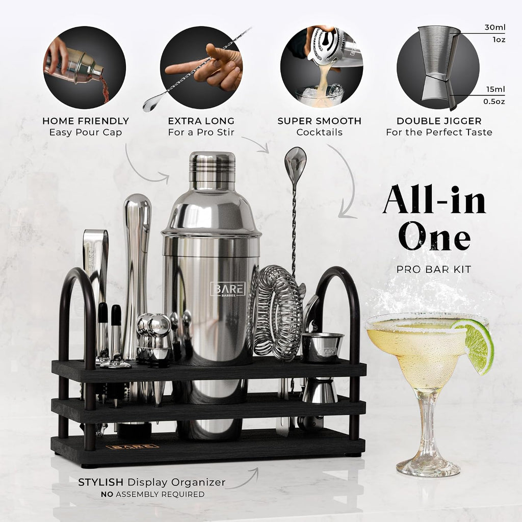 Mixology Bartender Kit Bar Set | 14-Piece Cocktail Shaker Set | Martini Barware Mixing Tools Bartending | 35 Recipe - Set of 14