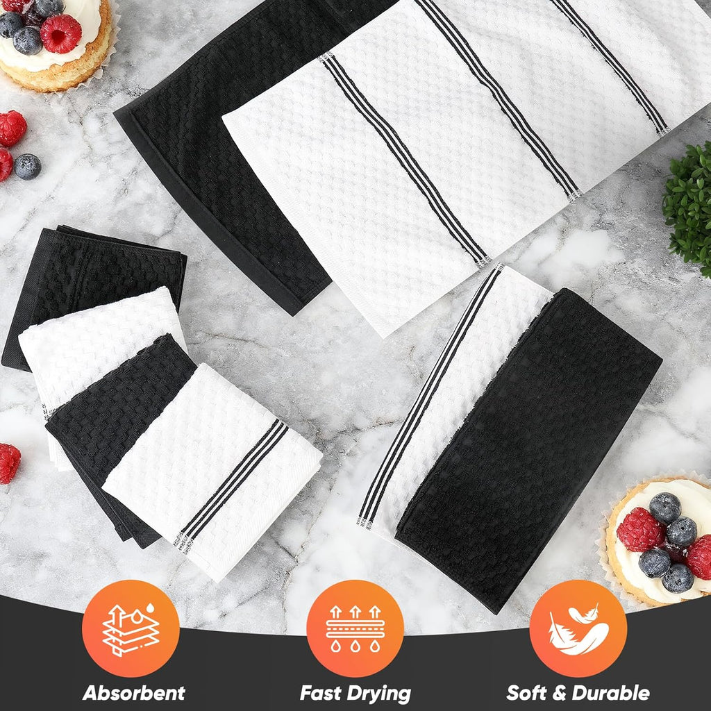 Oven Mitts Kitchen Towels and Dishcloths with Pot Holders Sets, Oven Gloves Hot Pads 500°F Heat Resistant with