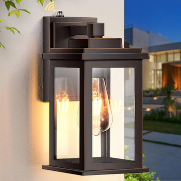 Oil Rubbed Bronze Dusk to Dawn Outdoor Lights, Anti-Rust Aluminum Outside Lights, Modern Waterproof Hardwired