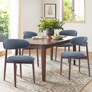 Wooden Dining Chairs Set of 4, Upholstered Kitchen Side Chair, Blue