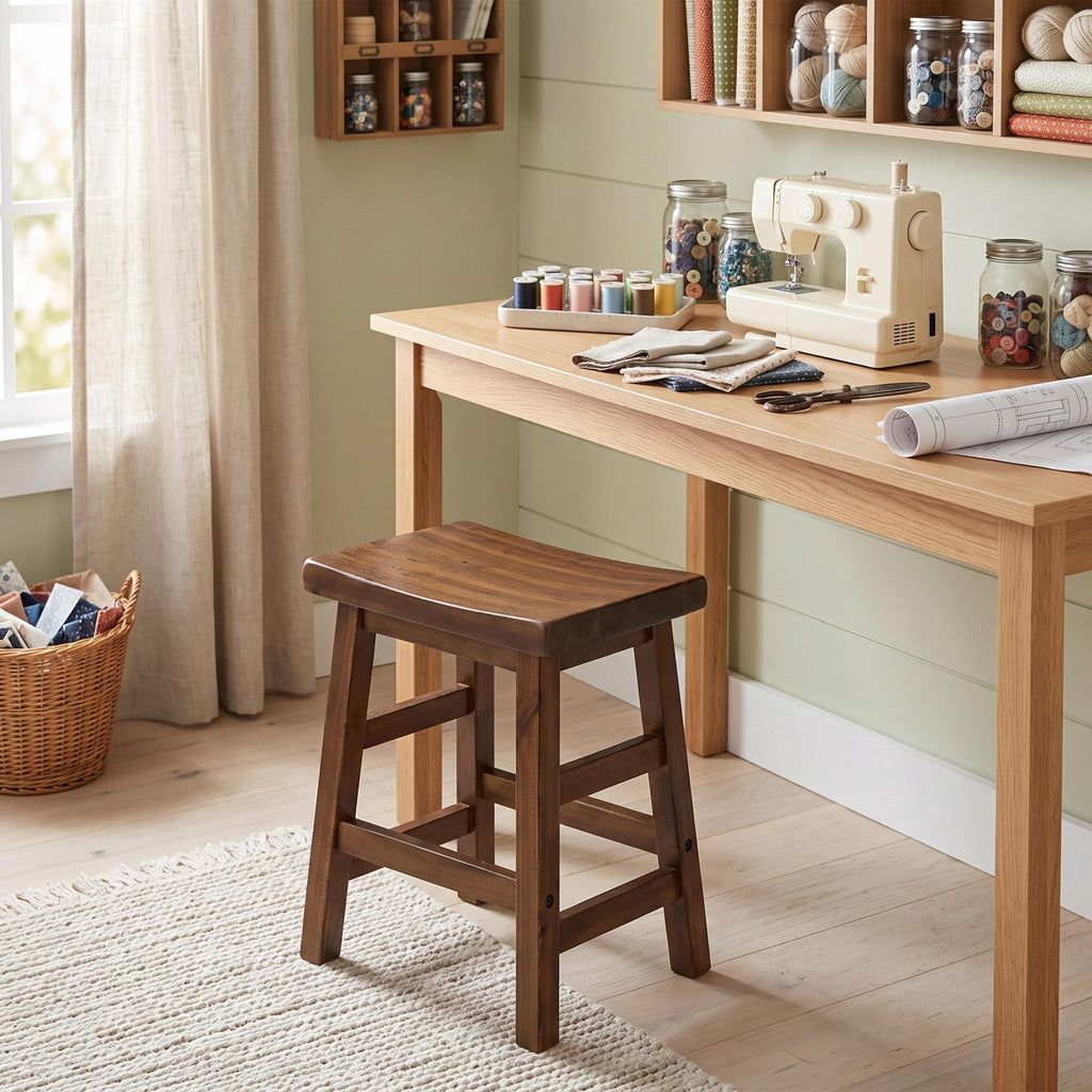 Durango Solid Wood Rustic Single Bar Stool, Natural, 20"