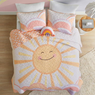 Kids Sunshine Yellow Queen Cotton Coverlet Set, 3pc