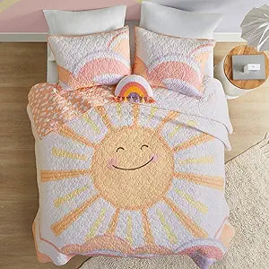 Kids Sunshine Yellow Queen Cotton Coverlet Set, 3pc