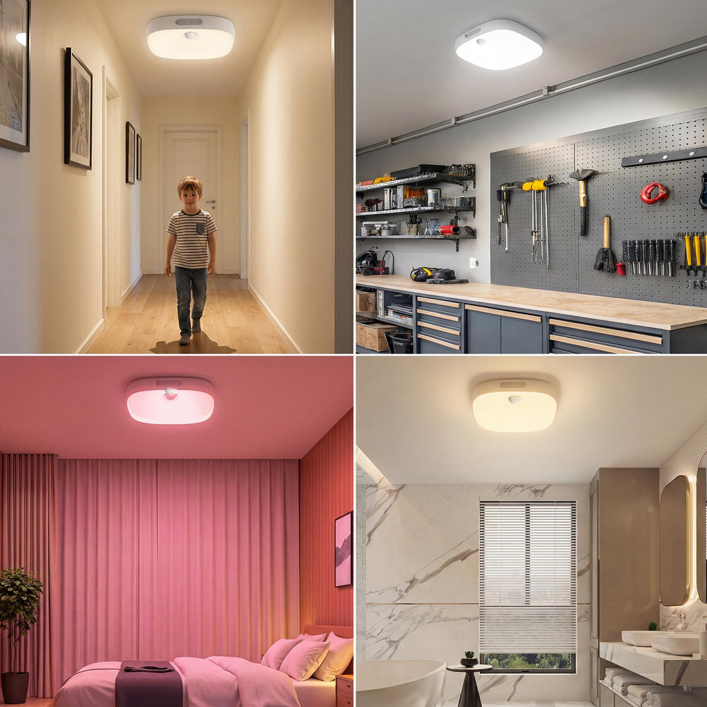 Shower Light IP65 Waterproof, Motion Sensor Ceiling Light Rechargeable