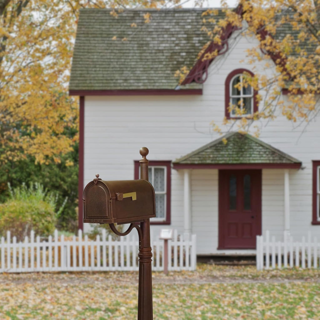 Berkshire Curbside Mailbox with Aluminum Post - Copper Mailbox with Ashland Post
