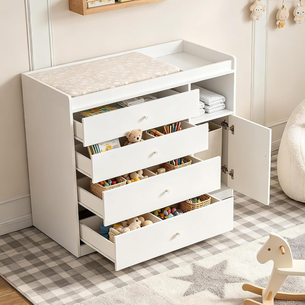 Baby Dresser with 5 Drawers Changing Table Dresser with Changing Table Top