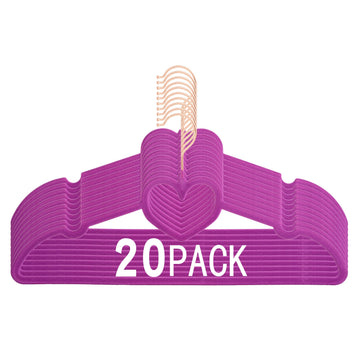 Velvet Hangers 20 Pack, 16" Non Slip Heart Hanger, 360° Swivel Rose Gold Hooks, Durable & Cute Hangers for Adult