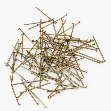 100pcs 1"/ 26mm Antique Chandelier Pins, Flat Head Pin Replacement Parts Crystal Hooks Straight Pins to Hanging Prism