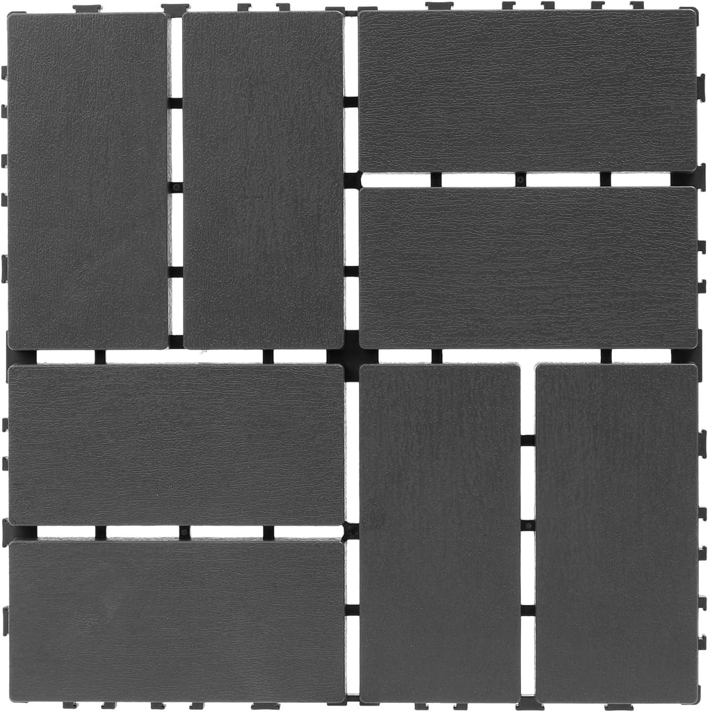 12"x12"Interlocking Plastic Deck Tiles, Pack of 44, Heavy Duty PP Patio Floor Tiles, Weather Resistant Modular Flooring