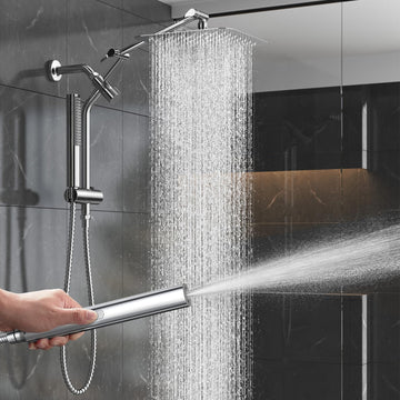 10" Luxurious Rain Shower Head with Handheld, High Pressure Rainfall Shower Heads wih Extension Arm