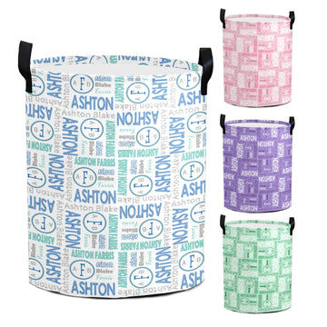 Foldable Laundry Hamper, Portable, Handle, 100% Waterproof Oxford Cloth, Customizable Name Text, Easy to Carry and