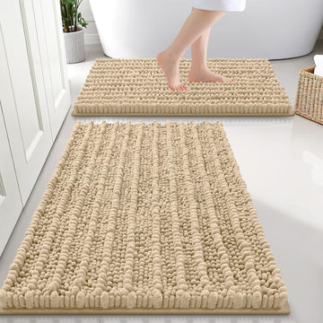 Bathroom Rugs Sets 2 Piece (30x20+24x16), Extra Soft Bath Mats | Beige Soft Absorbent, Rubber Backing Machine