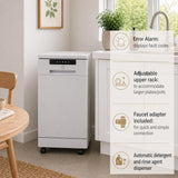 SD-9263WA 18″ Wide Portable Dishwasher with, 6 Wash Programs, 8 Place Settings and Stainless Steel Tub - White