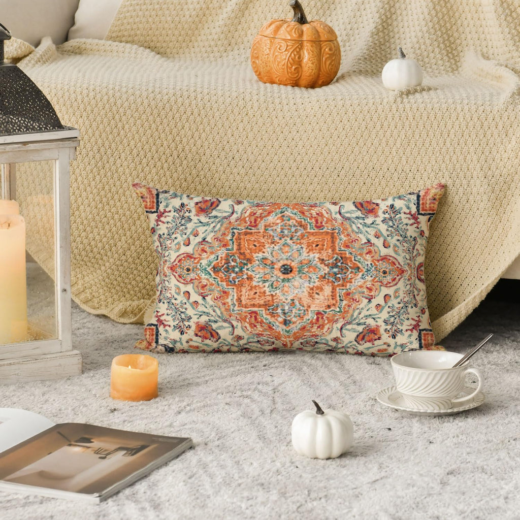 Boho Throw Pillow Cover, 12 x 20 Inch Bohemia Ethnic Style Carpet Pattern Cushion Case