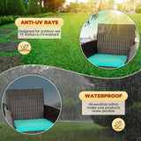 4 Pieces Patio Furniture Set Wicker Patio Conversation Set with Rattan Chair Loveseats Coffee Table for Outdoor Indoor Garden Backyard Porch Poolside Balcony,Brown Wicker/Blue Cushions A106-B0BMQ293GR