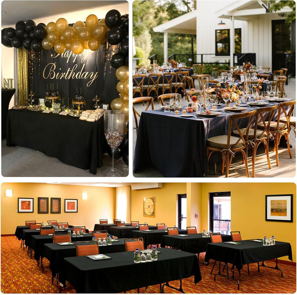 8 Packs Black Tablecloths 60x126 Inch Rectangular Table Cloths for 8 Foot Rectangle Tables, Wrinkle 