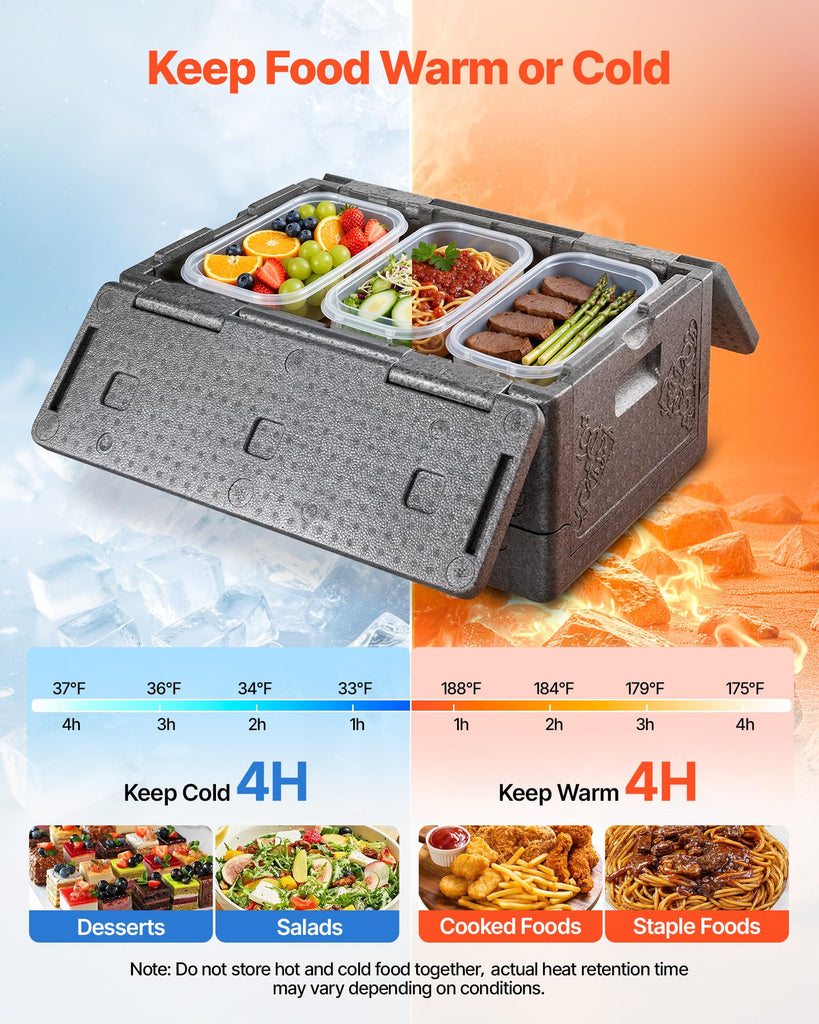 Collapsible Insulated Food Warmer, 40 Qt Non-Electrical Thermal Carrier, Lightweight and High-Rigidity EPP Hot Box