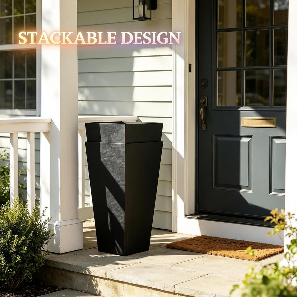 Garden Pots & Planters, Outdoor Tall Planters for Plants, Indoor | Set of 2 tall 22.8in planters. Durable PP resists