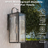 Large Size Outdoor Wall Lights, 2 Pack 18 Inch Matte Black Exterior Light Fixture with Clear Glass Shade