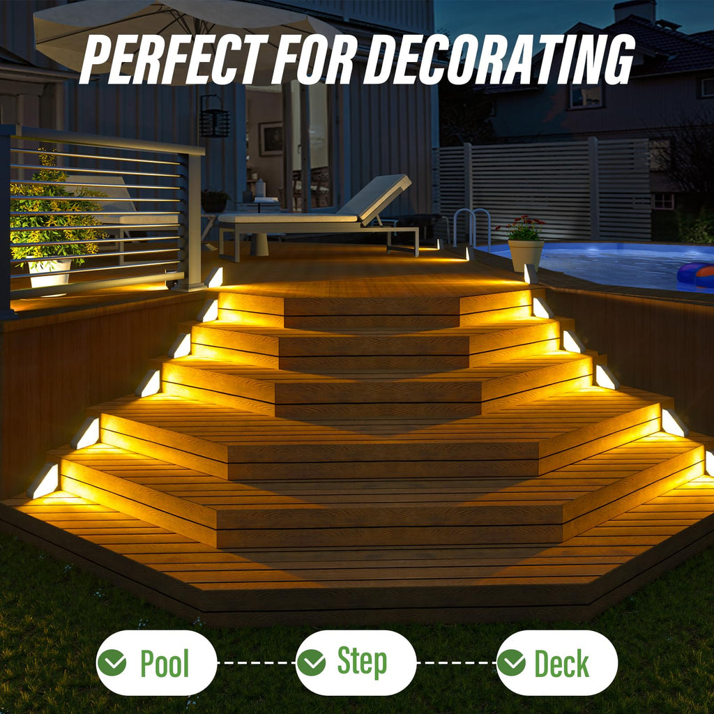 Solar Step Lights Suitable for Garden Patio Stair Decor Warm White-10P