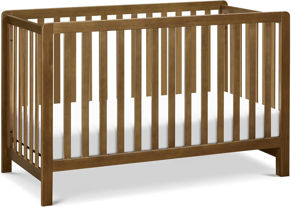 Low-Profile 4-in-1 Baby Crib, Walnut | GREENGUARD Certified Crib Convertible to Toddler Bed, Daybed & Full-Size