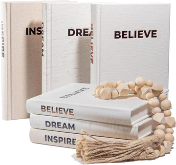 Dabster Guys Decorative Books Decor - Linen Decor Books with Inspirational Design - Shelf Decoration - Blank Pages
