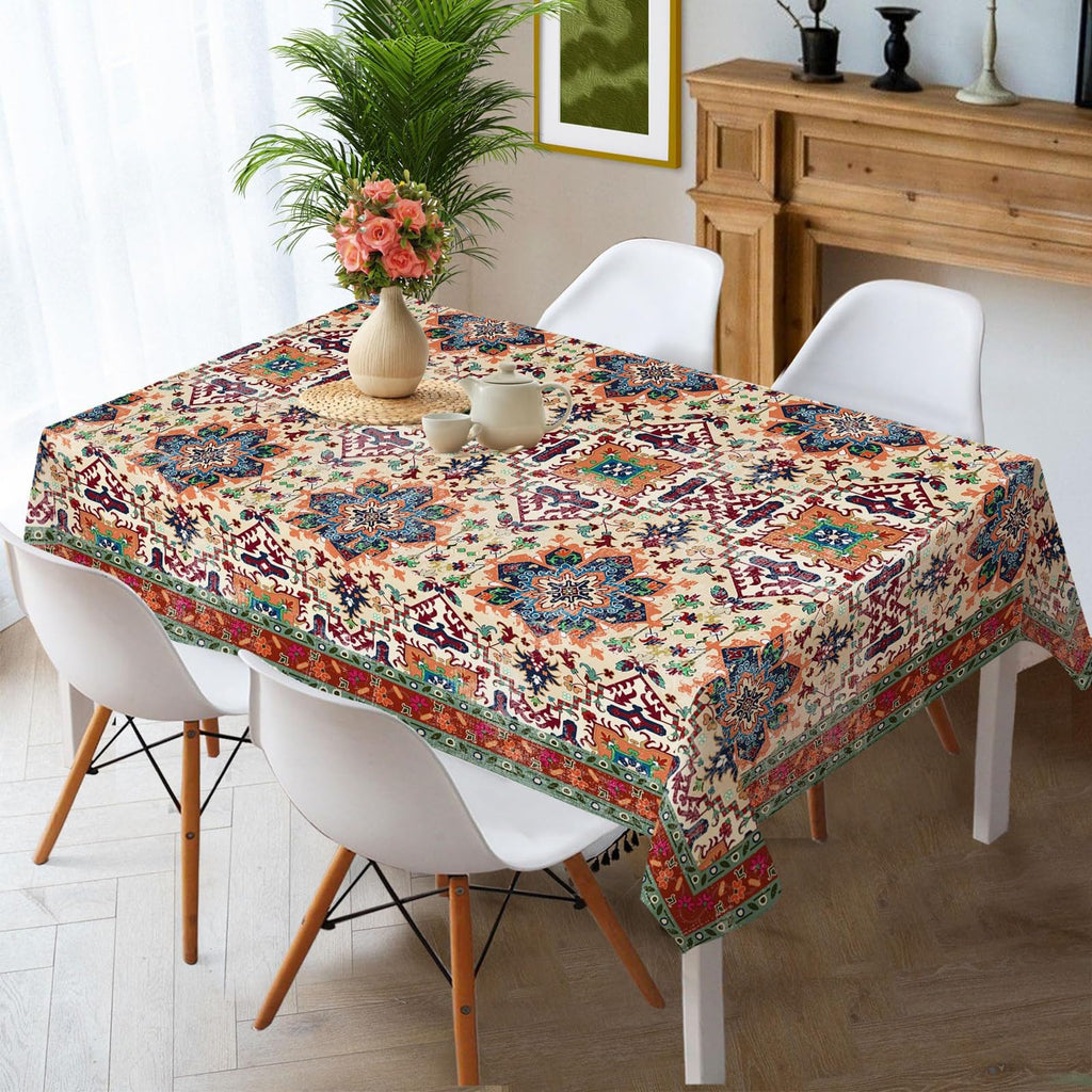 Boho Tablecloth 60x84 Inches Rectangle, Bohemia Style Tablecloth