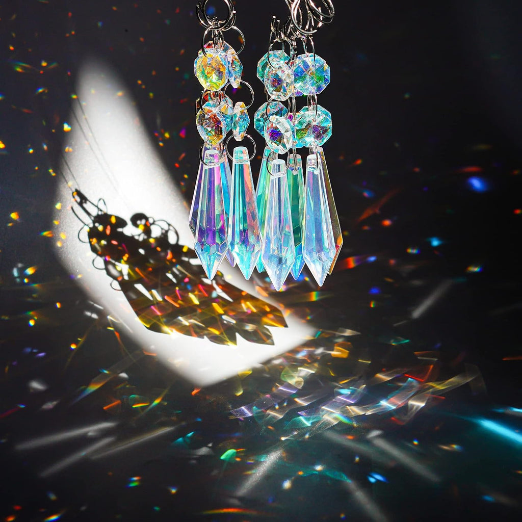 20 Pcs 55mm Aurora Crystal Icicle Prisms Chandelier Decor Sun Catchers - Aurora Crystal Icicle Prisms Pendants