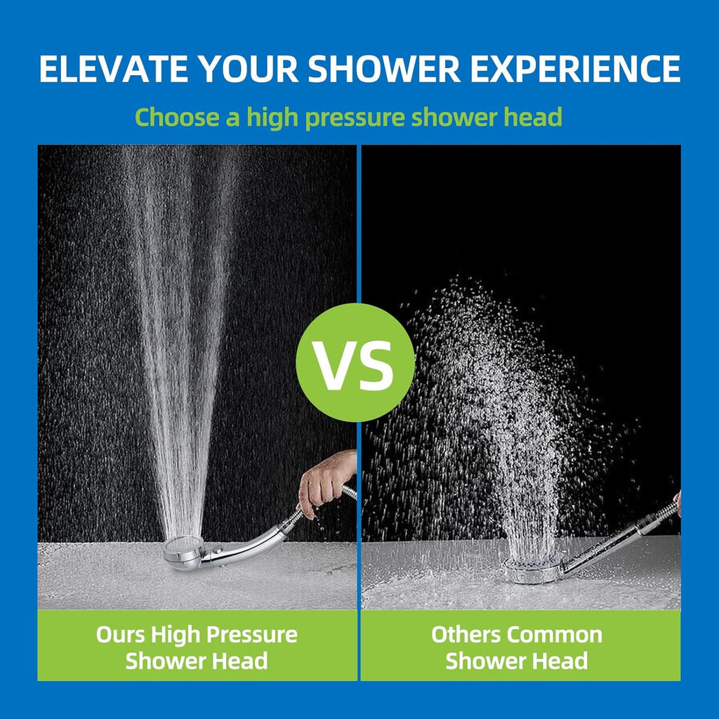 High Pressure Handheld Shower Head with ON/OFF Pause Switch 3 Spray Modes Water Saving High Pressure Shower