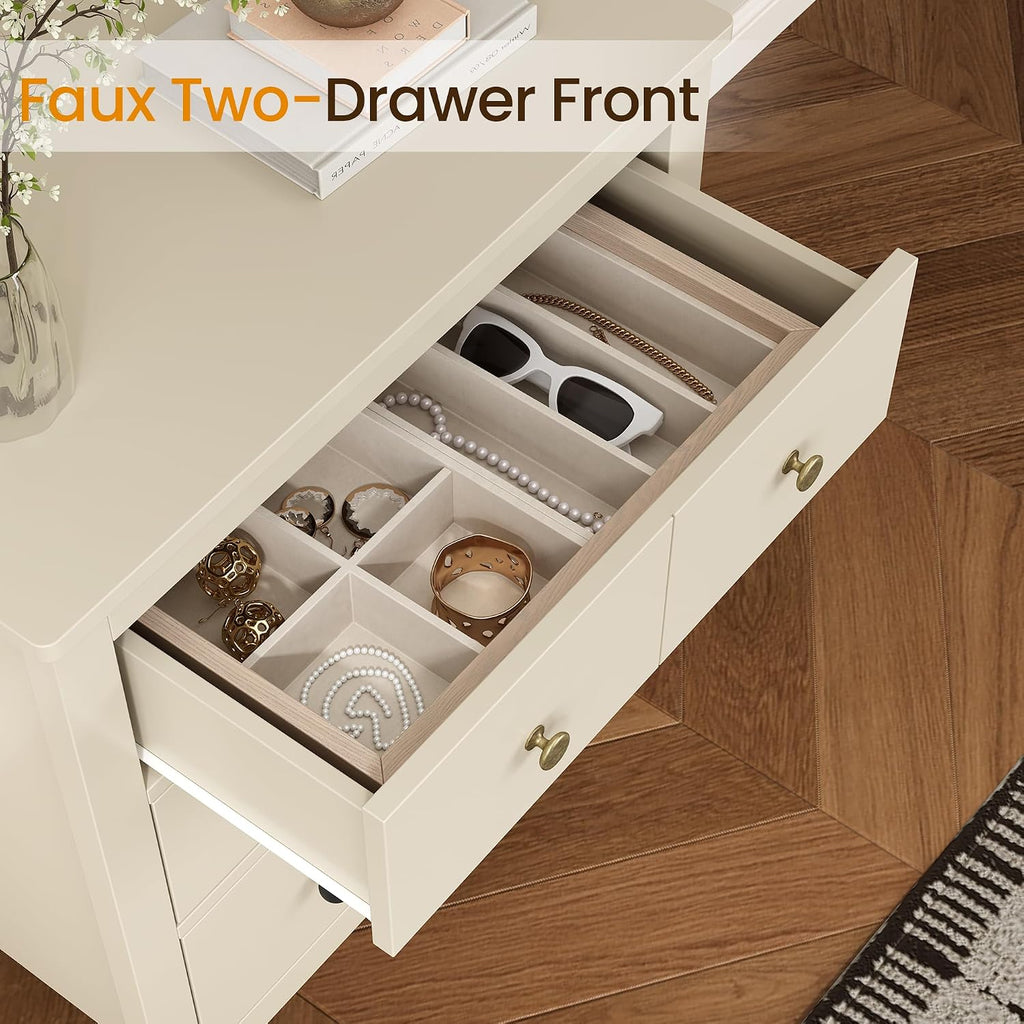 3 Drawer Nightstand, 27'' Wood Bedside Table with Storage Drawers, Modern Bedroom Storage Cabinet , Beige