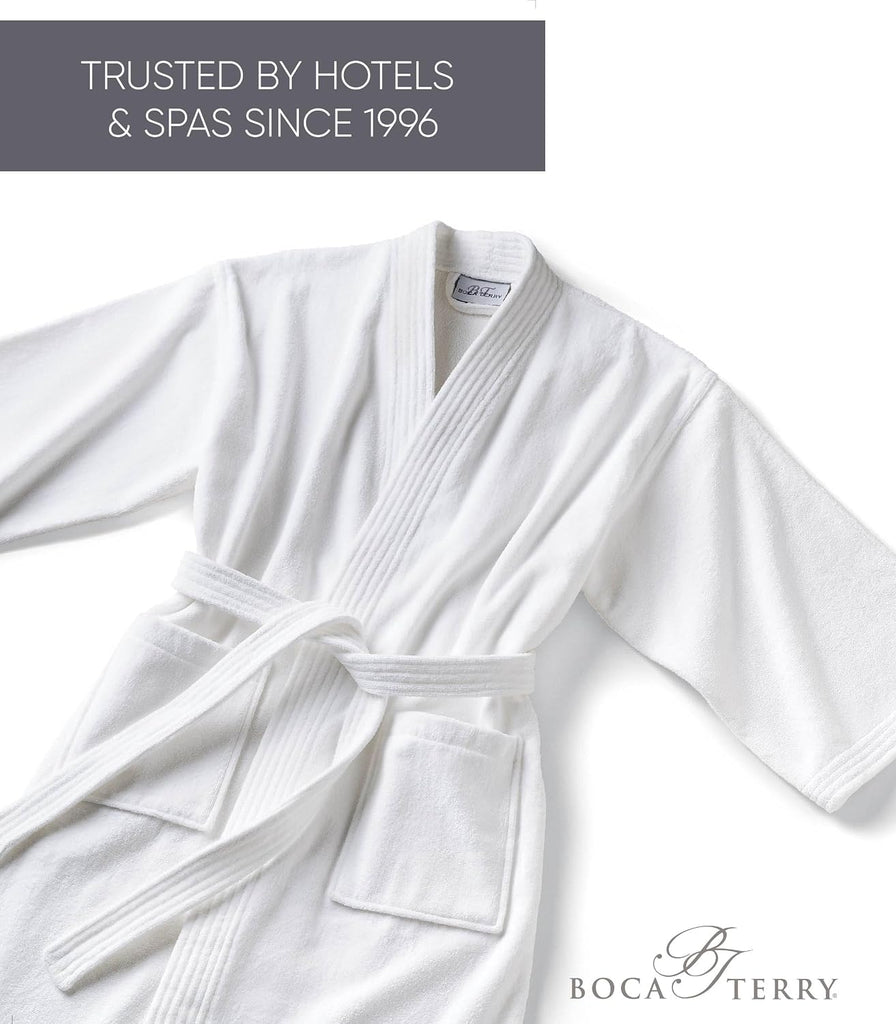 Terry Men's Terry Cloth Bathrobe, 100% Cotton White Hotel Spa Robe | Plush, absorbent towel robe