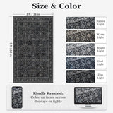 Vintage Dark 3x5 Entryway Rug Indoor Foyer, Earth Tone Farmhouse Throw Rug for Kitchen Bathroom, Mac