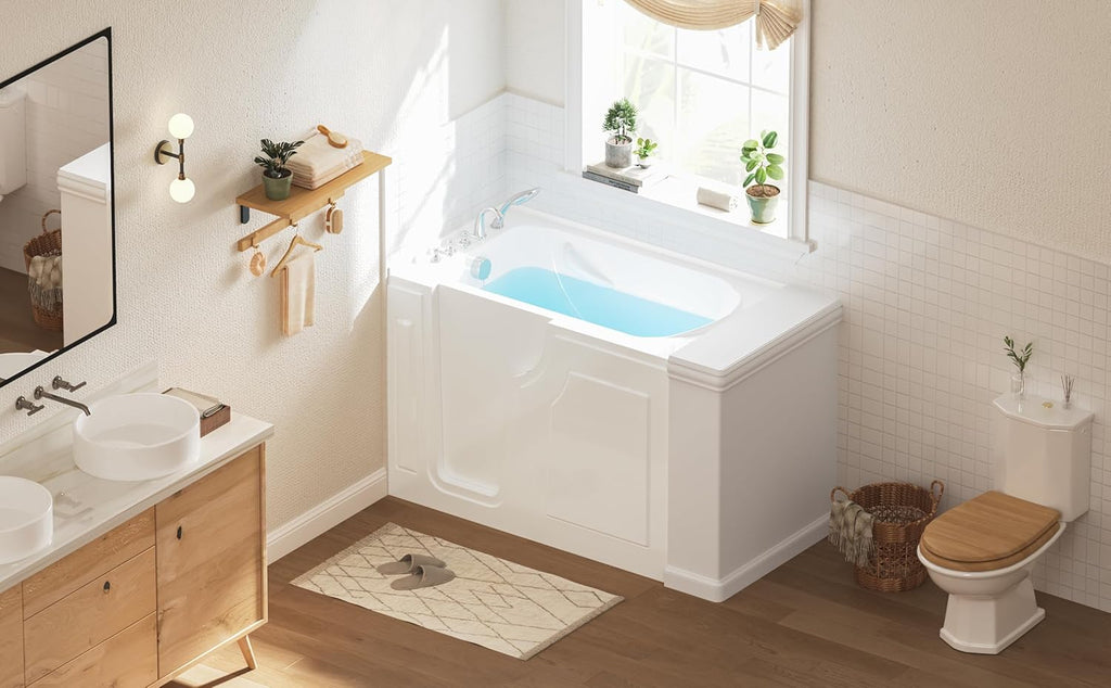 Floridian 55" x 33" Walk-in Bathtub with Left-Side Door Opening and Quick Fill and Drain System, Rectangular Soaking