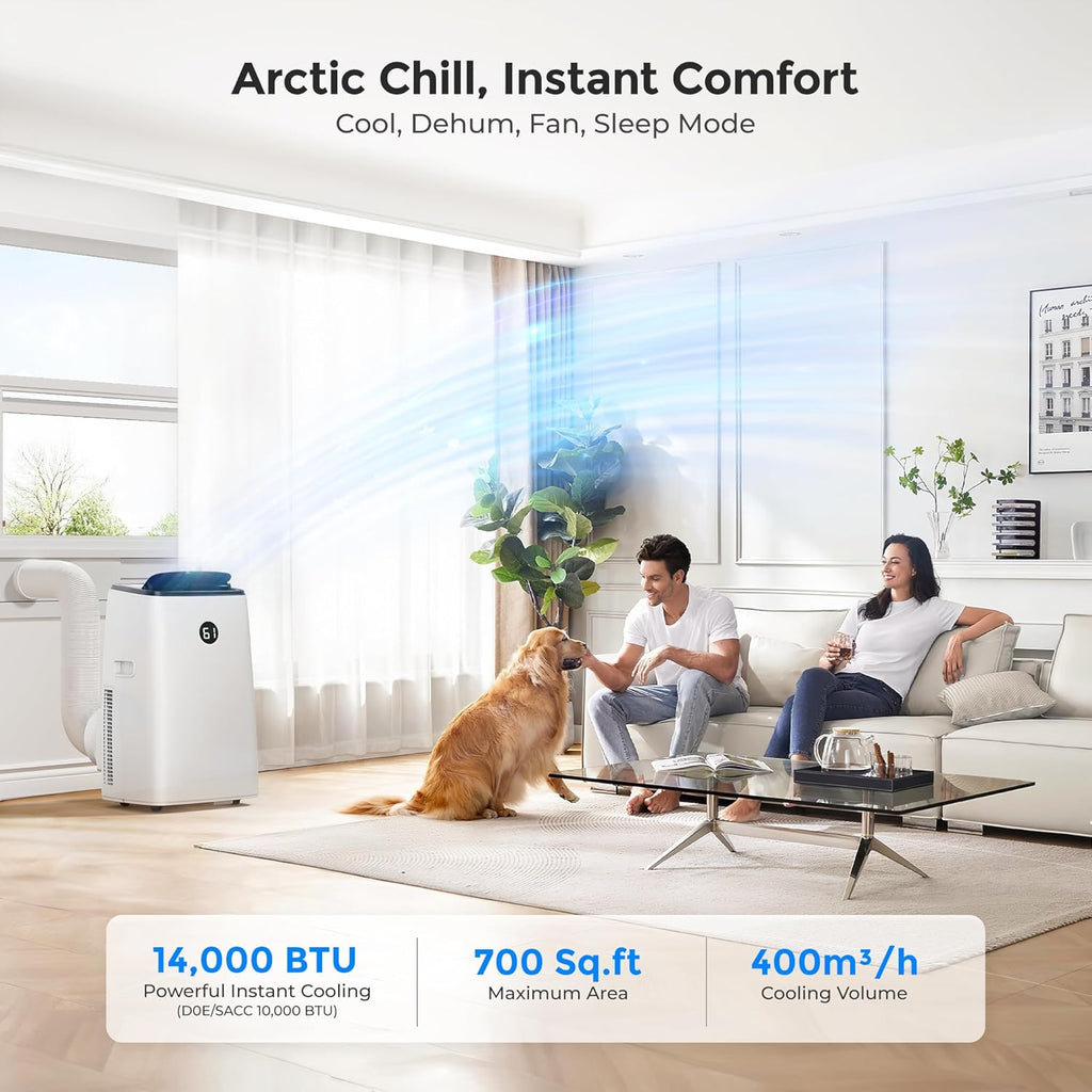 14000 BTU Portable Air Conditioner for Large Room up to 700 Sq. Ft, 3-in-1 Self