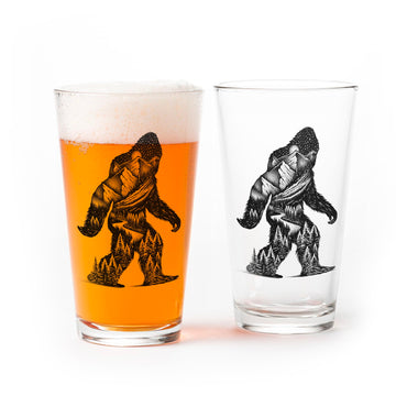 Set of 2 Pint Glasses - Screen Printed Drinking Glasses - 16 oz Highball Water Glasses Cups Sets Beer Glasses