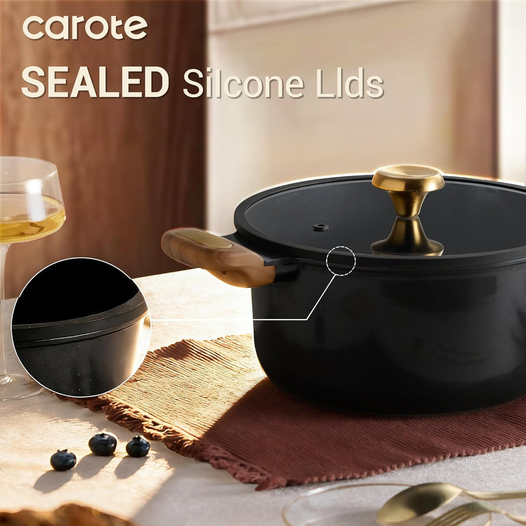 Ceramic Cookware Sets, Pots and Pans Set, 16pcs | Non-Toxic Induction Cooking Set with Silicone Lids, Dishwasher