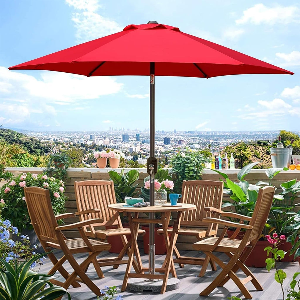 7.5 ft Patio Umbrella, Yard Umbrella, Outdoor Market Umbrella with Push Button Tilt Crank (Red)