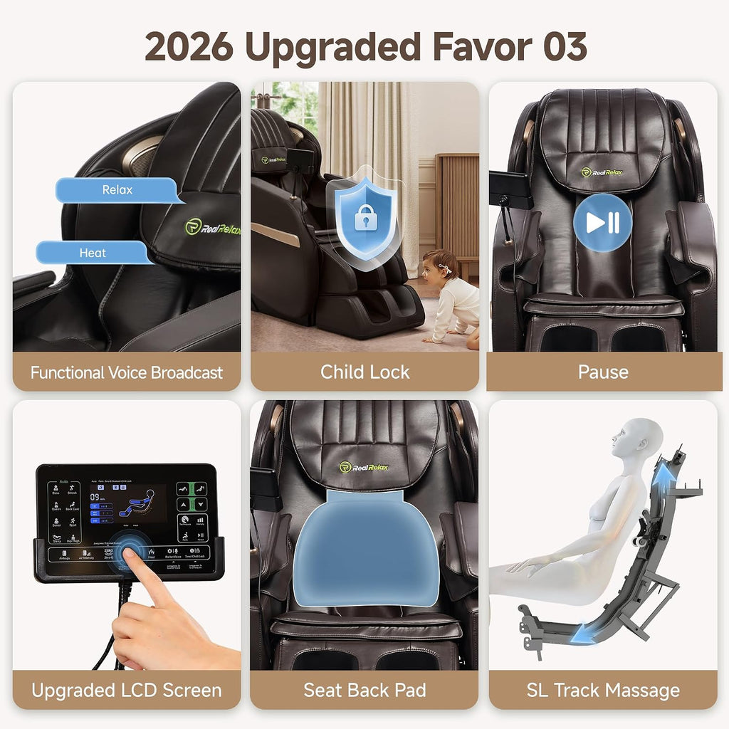 Upgraded 2D SL-Track Massage Chair,Recliner Full Body Zero Gravity with 8 Auto Modes and Upgraded LCD Screen,Added