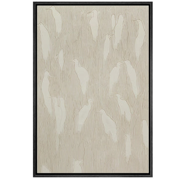 Framed Canvas Print Wall Art Minimalist Bird Line Neutral Beige Abstract Modern Art Contemporary Multicolor Ultra