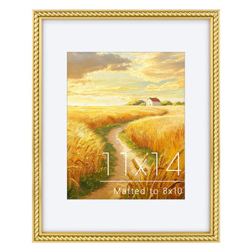 11x14 Gold Rope Trim Picture Frame, Real Glass