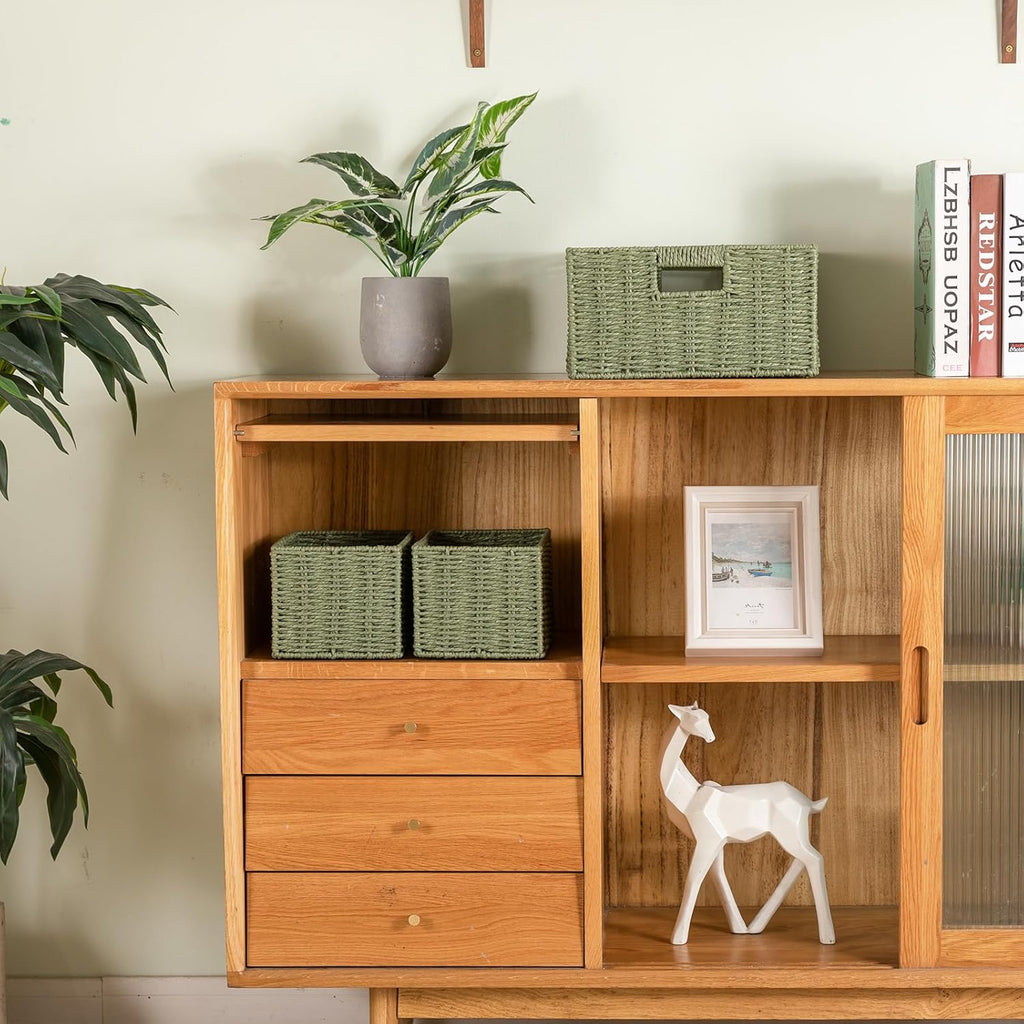 Wicker Baskets for Organizing, Large and Small Shelf Baskets Set, Handwoven Bins for Storage,Paper Rope Home