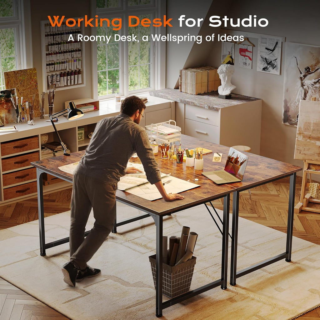 47 X 24 Inch Computer Desk with Deeper Desktop, Gaming Office Writing Work Desk, Study, Bedroom, Work from Home