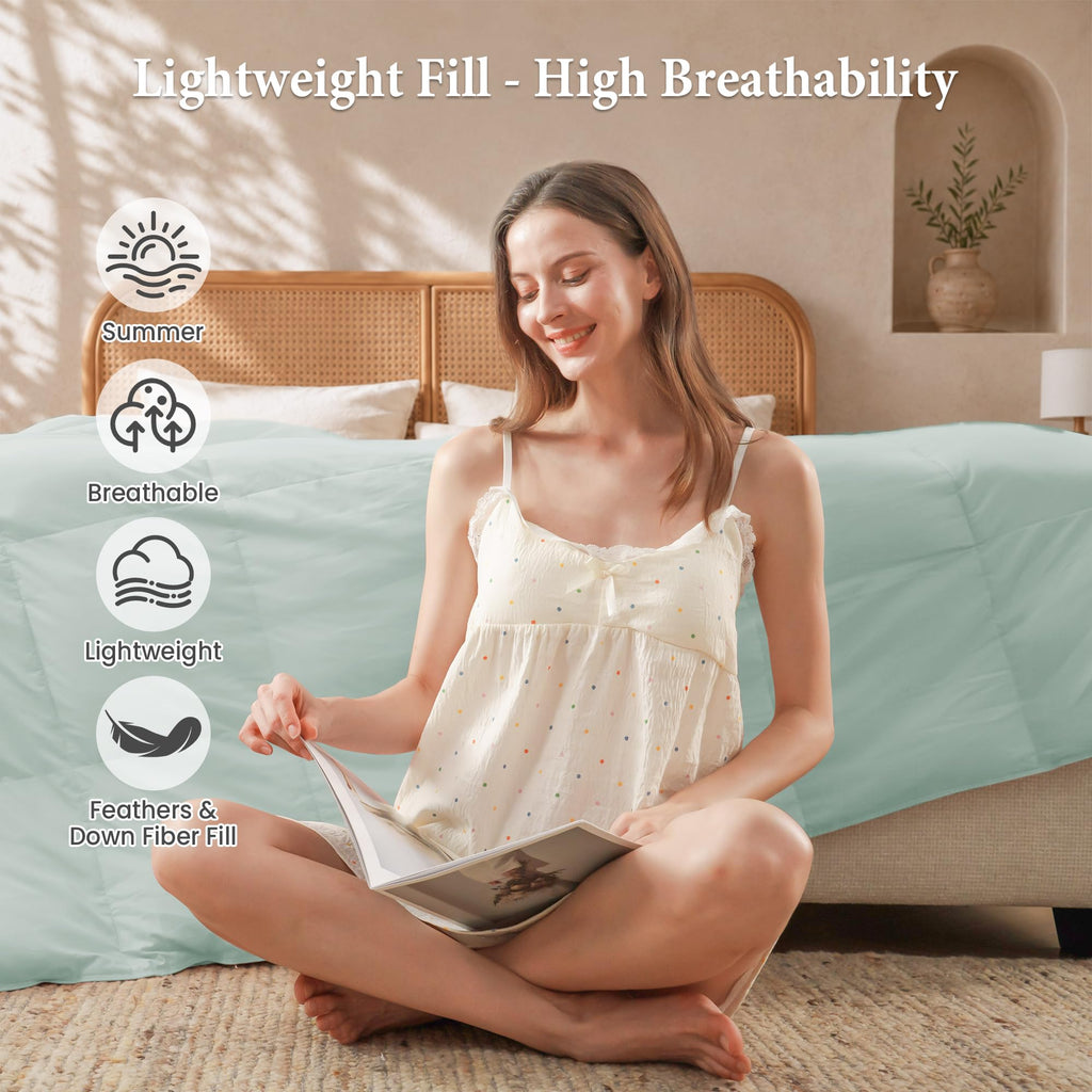 Lightweight Down Comforter Twin Size for Hot Sleepers