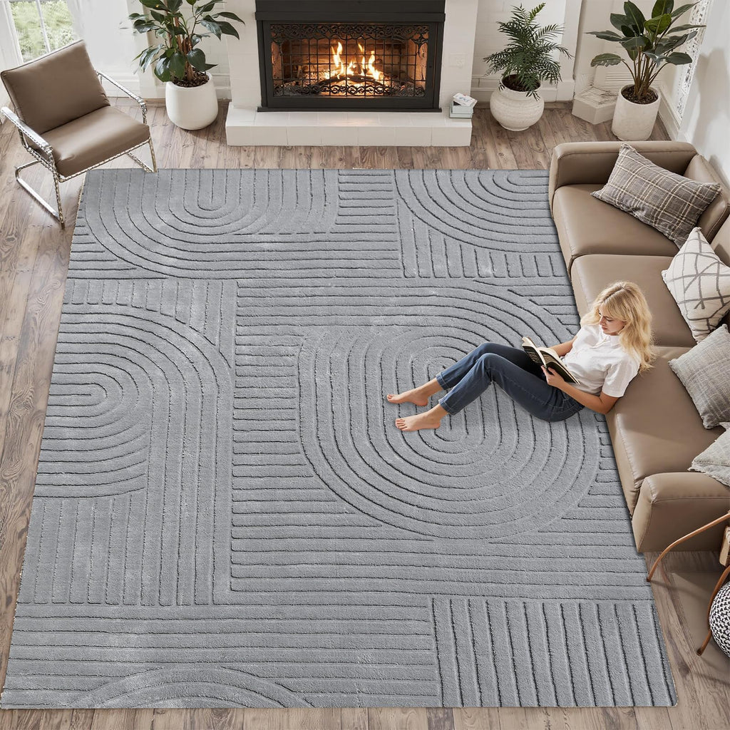 Grey Solid Area Rug, Large Washable Soft Rugs