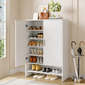 6-Tier Shoe Storage Cabinet, 45" Tall, White