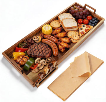 Large Charcuterie Board 30x12 Inch with Cheese Knife Set Acacia Wood | Extra Large Acacia Wood Board with