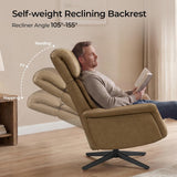 Modern Reclining Swivel Lounge Chair and Ottoman — Genuine Leather