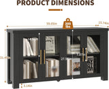 Buffet Cabinet with Storage, 59" Sideboard Credenza with Tempered Glass Doors, Wood Buffet Table for Living Room
